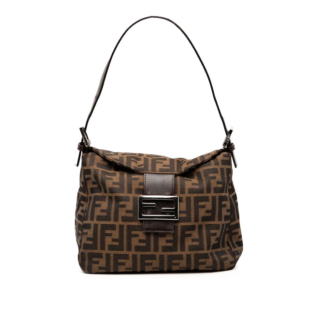 Fendi Zucca Canvas Double Flap Shoulder Bag