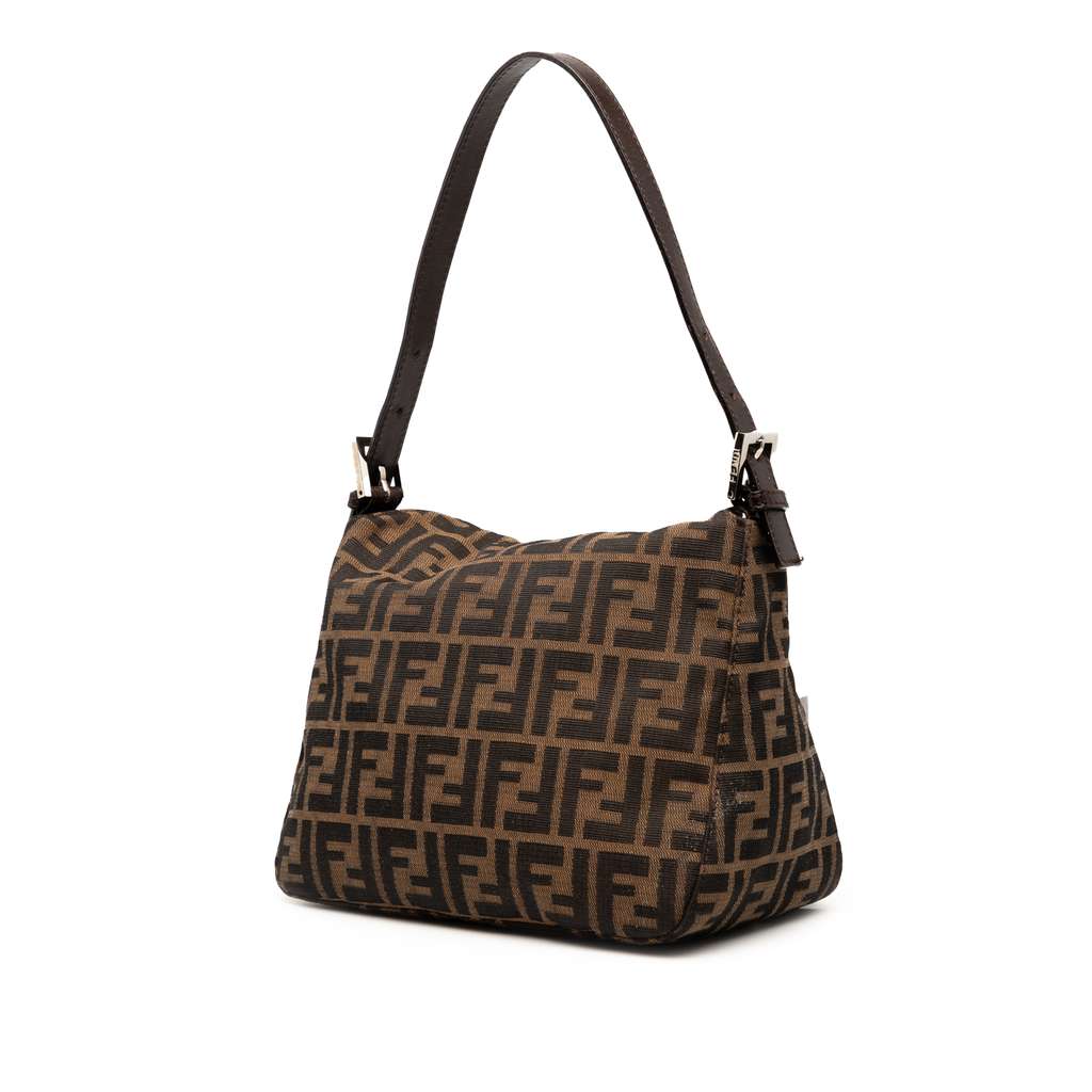 Fendi Zucca Canvas Double Flap Shoulder Bag - Back view