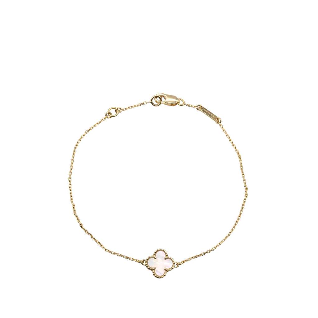 Van Cleef & Arpels 18K Yellow Gold and Mother of Pearl Sweet Alhambra Bracelet