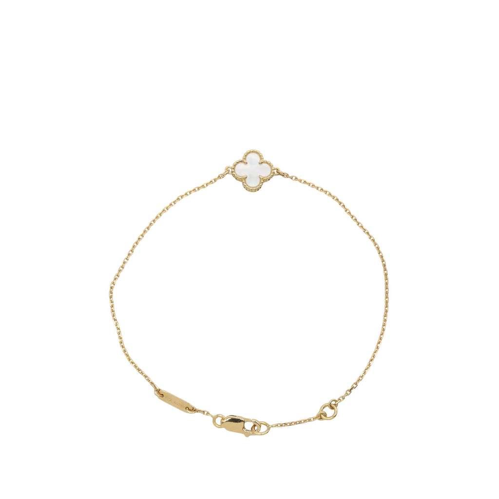 Van Cleef & Arpels 18K Yellow Gold and Mother of Pearl Sweet Alhambra Bracelet - Back view