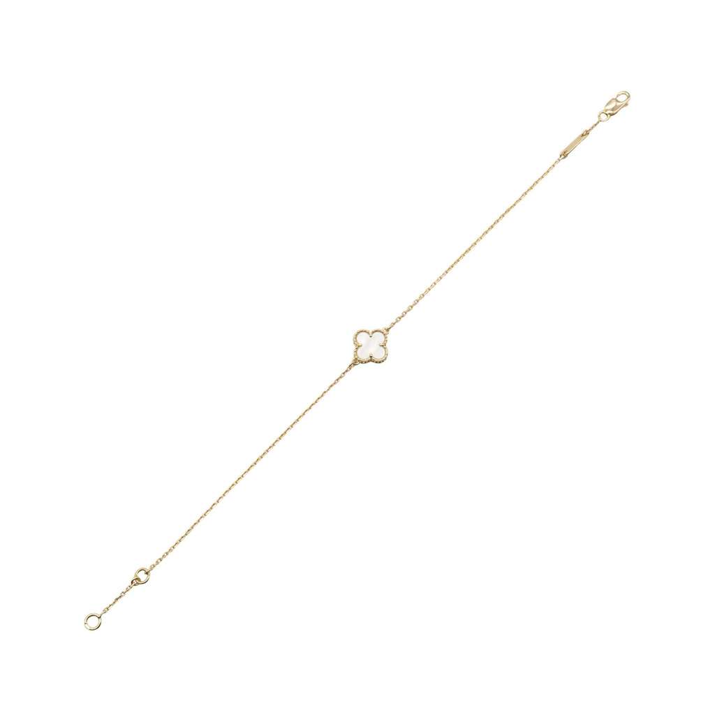 Van Cleef & Arpels 18K Yellow Gold and Mother of Pearl Sweet Alhambra Bracelet - 4
