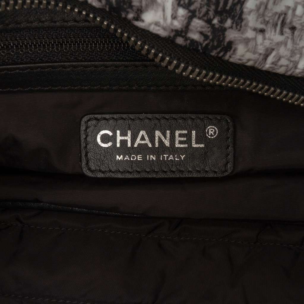 Chanel CC Tweed Print Nylon Single Flap - Side view