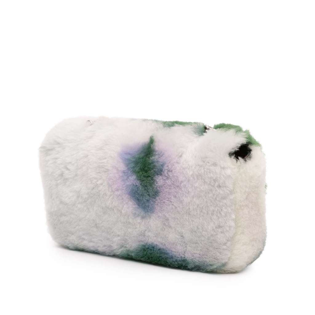 Celine Shearling Triomphe Chain Shoulder Bag - Back view