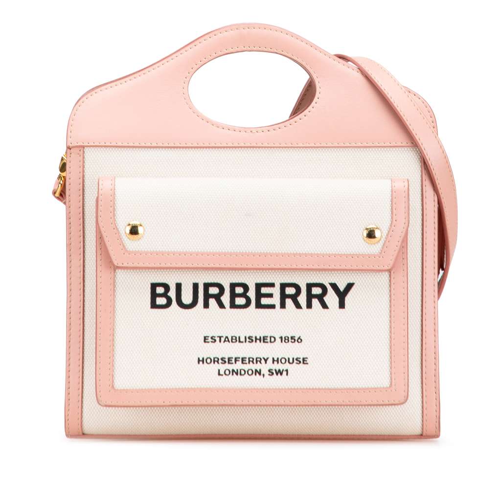 Burberry Mini Canvas and Leather Pocket Satchel