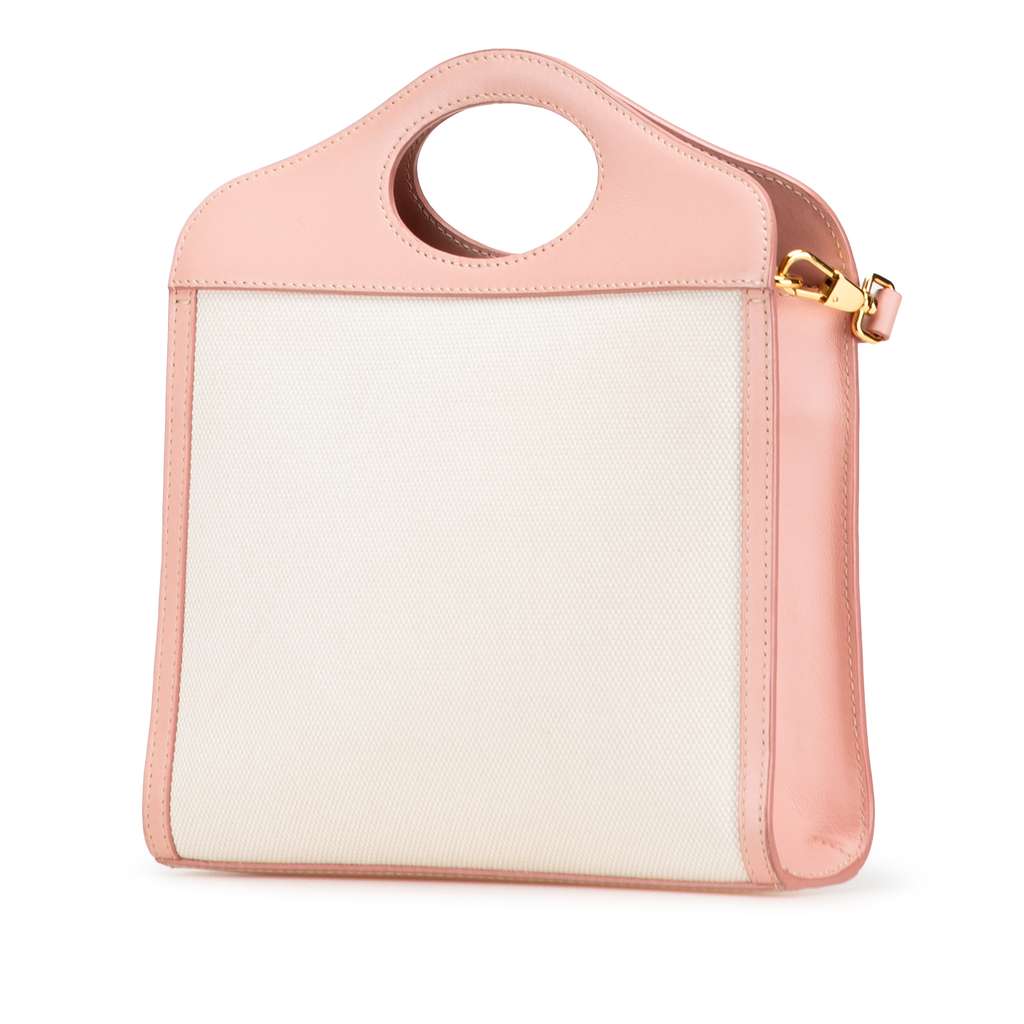 Burberry Mini Canvas and Leather Pocket Satchel - Back view