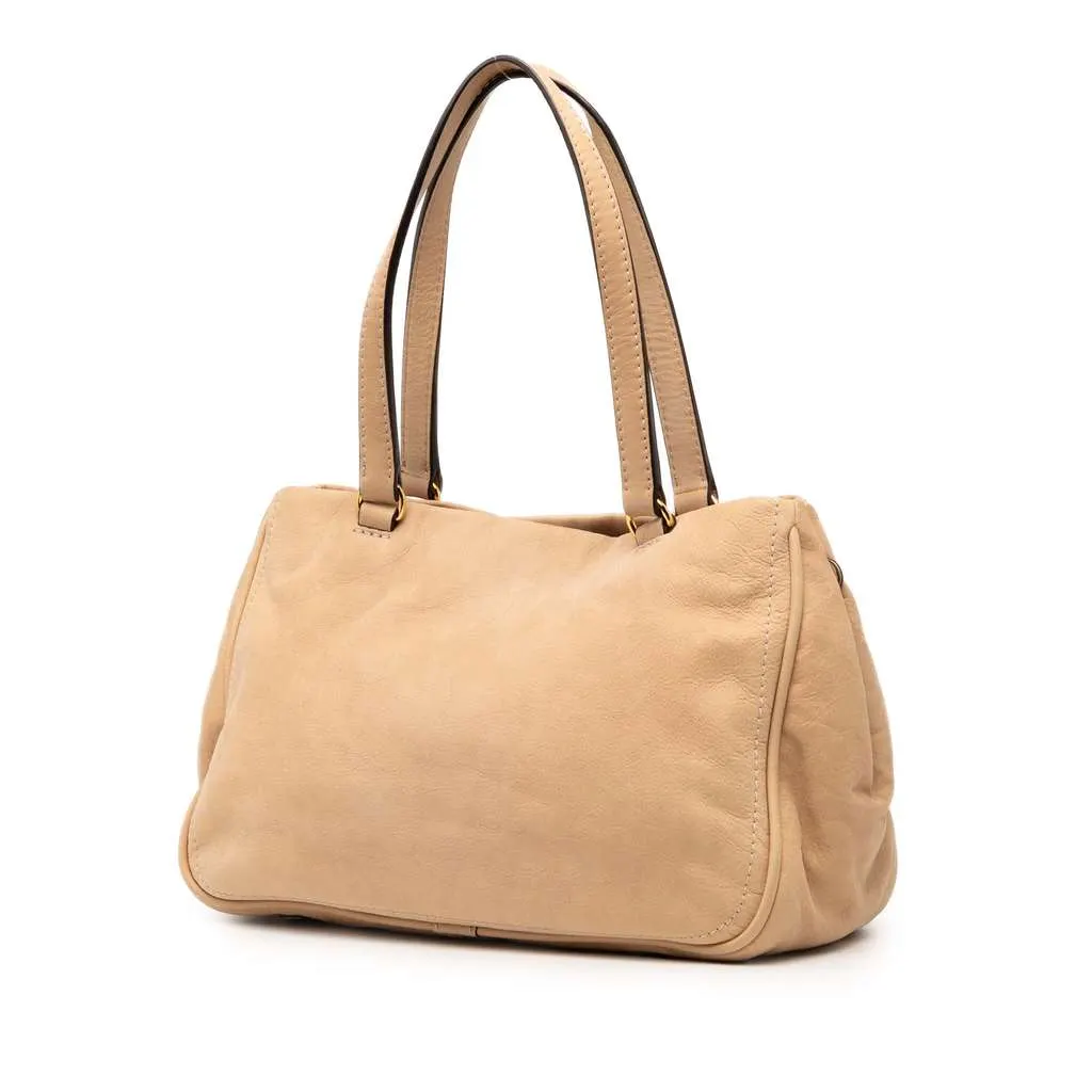 Loewe Nubuck Anagram Madrid Fringe Shoulder Bag Brown Leather Good - Back View