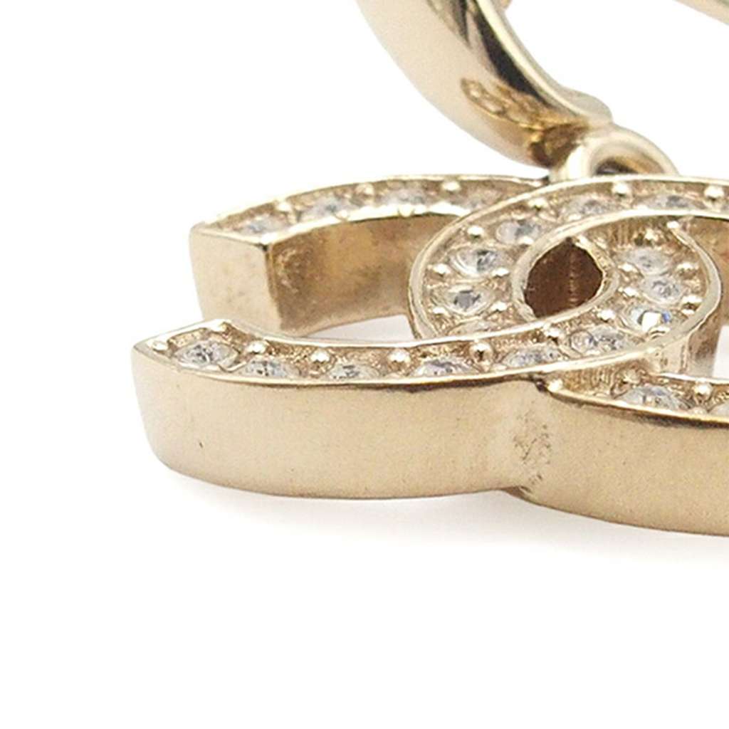 Chanel Silver Plated CC Crystal Drop Push Back Earrings - 4