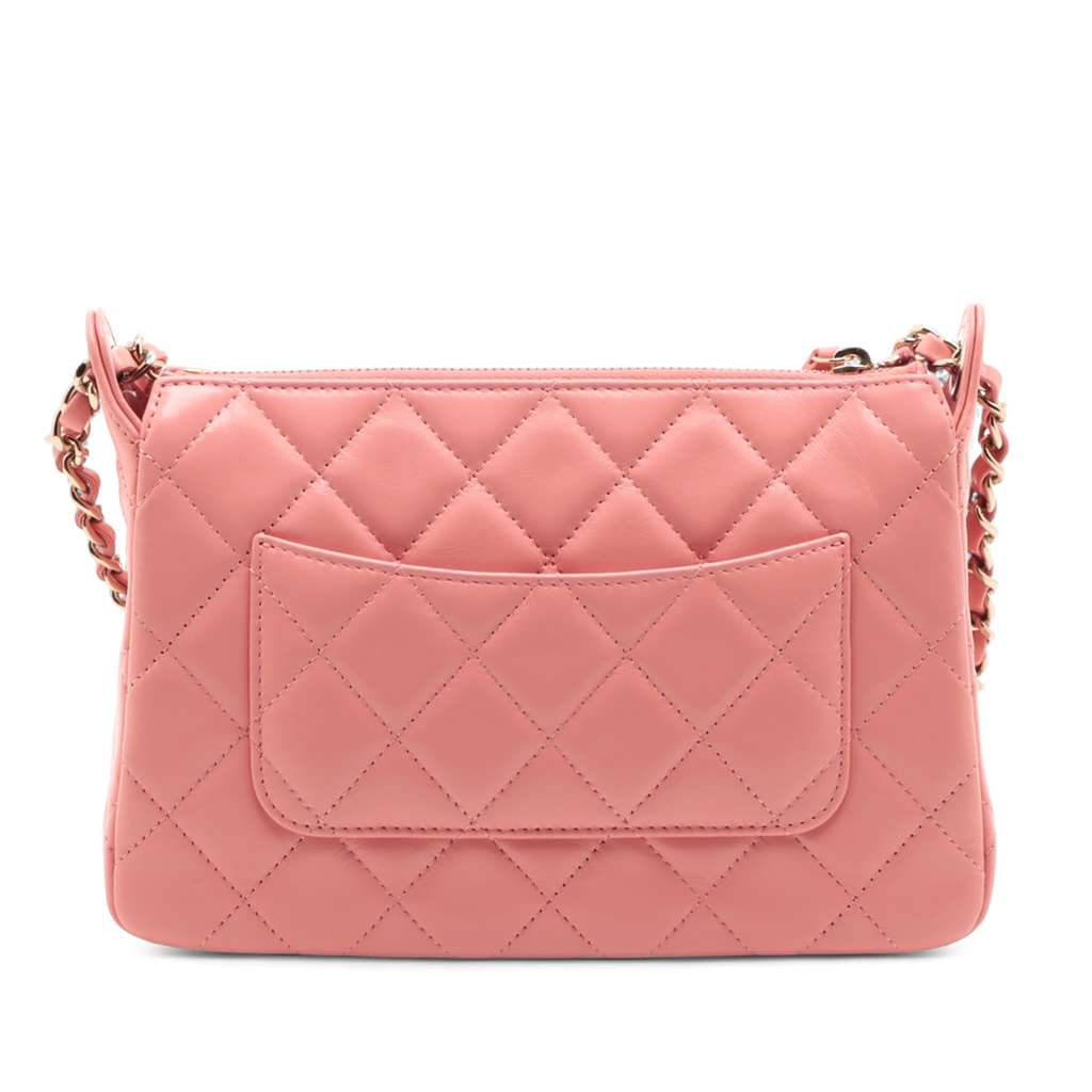 Chanel Small Quilted Lambskin Clutch with Chain Shoulder Bag - Back view