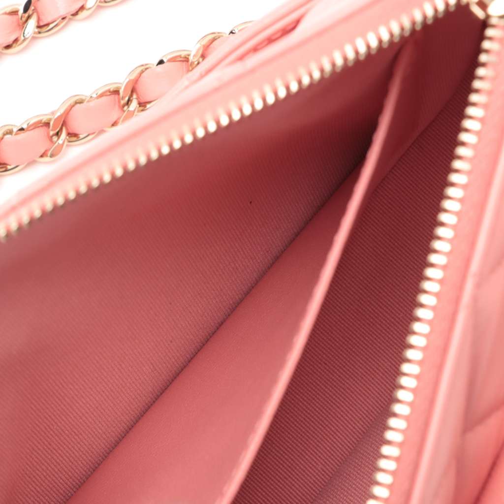 Chanel Small Quilted Lambskin Clutch with Chain Shoulder Bag - Side view