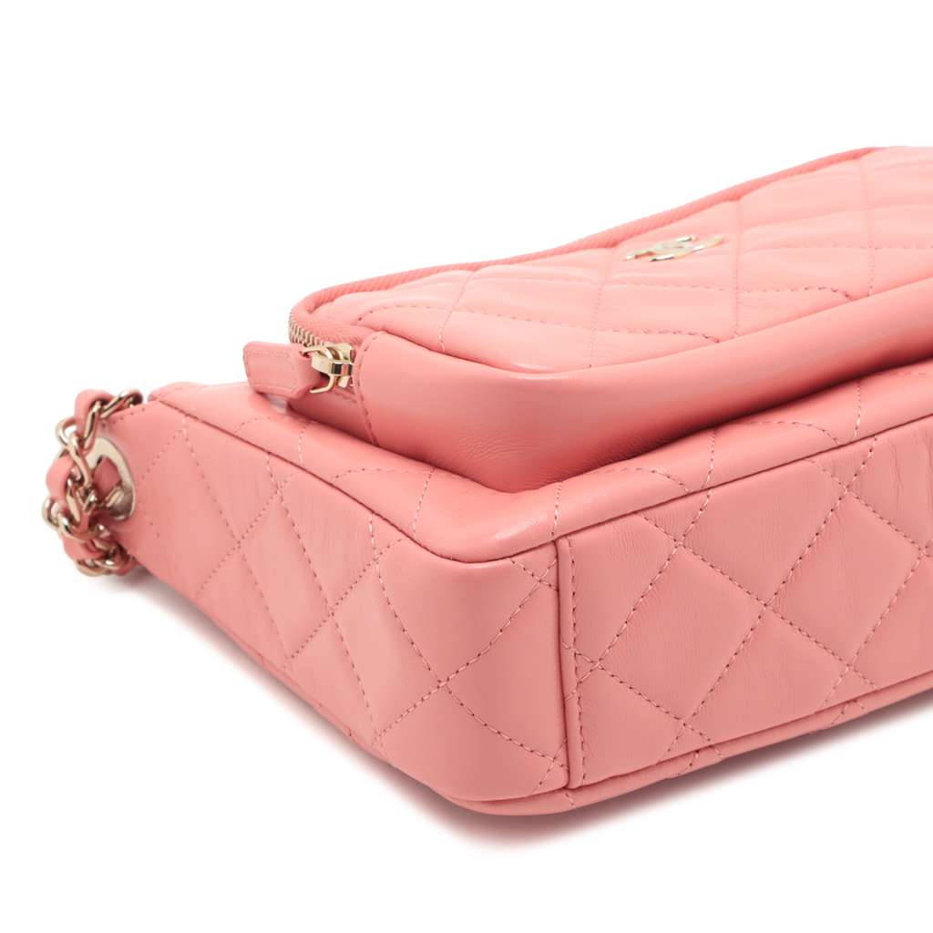 Chanel Small Quilted Lambskin Clutch with Chain Shoulder Bag - Image 10
