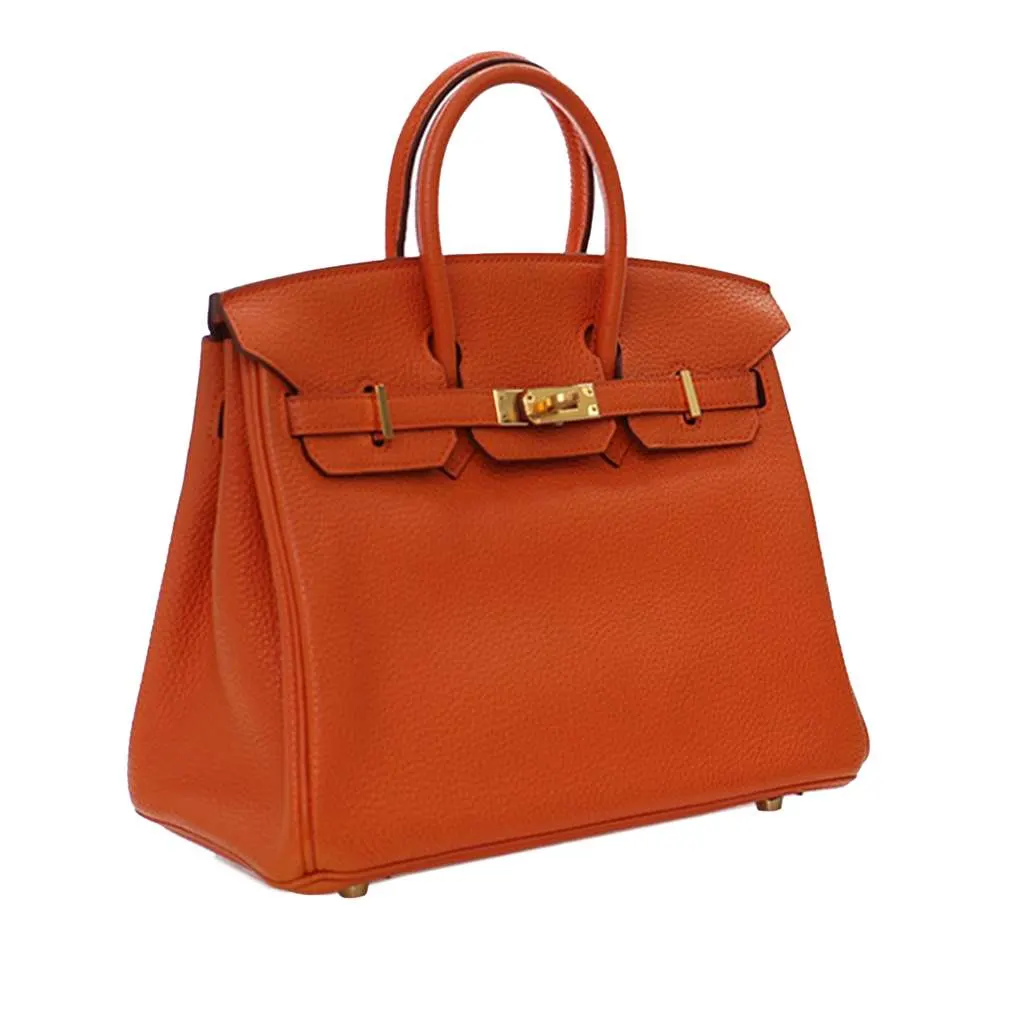 Hermès Togo Birkin Retourne 25 Orange Leather Good - Back View