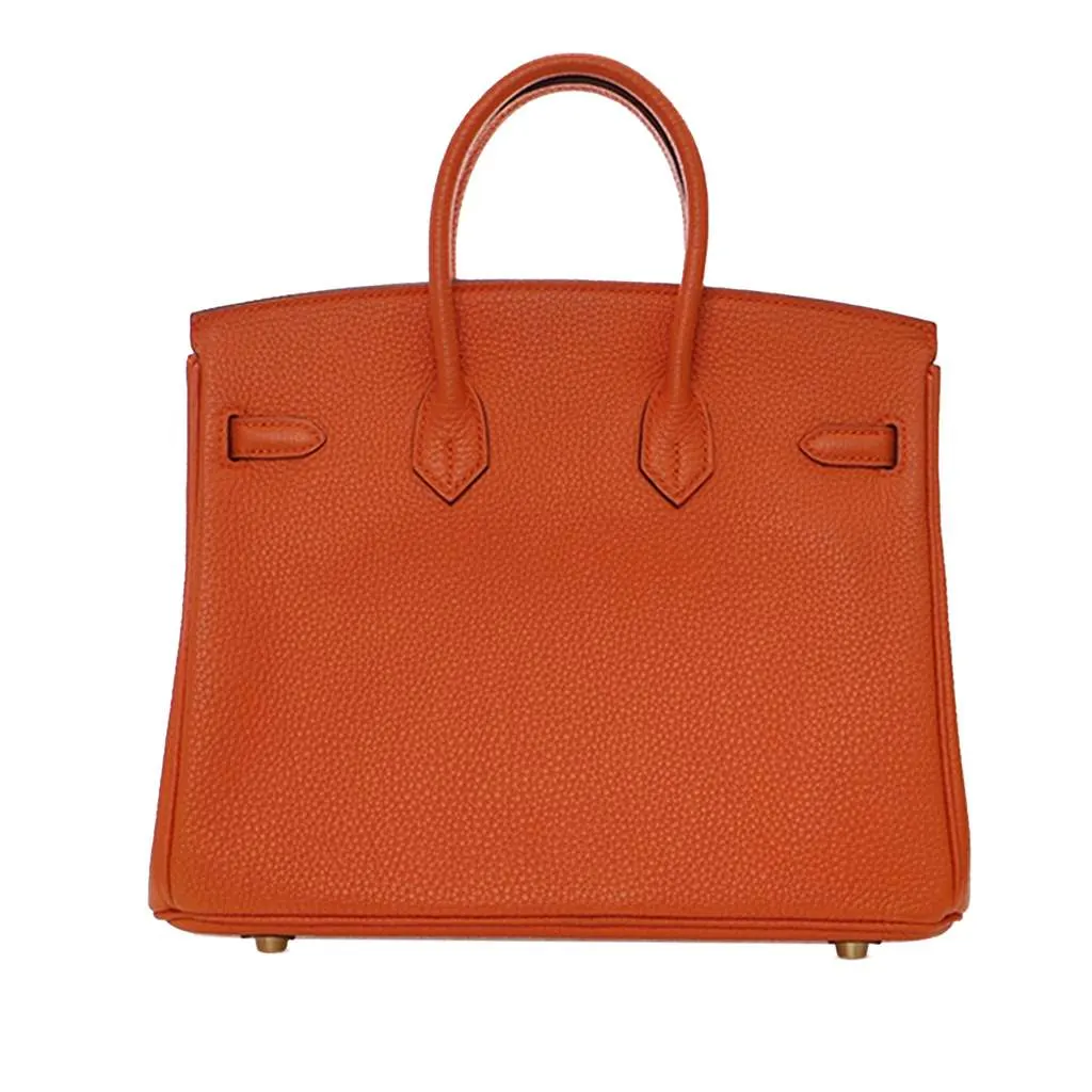 Hermès Togo Birkin Retourne 25 Orange Leather Good - Model View
