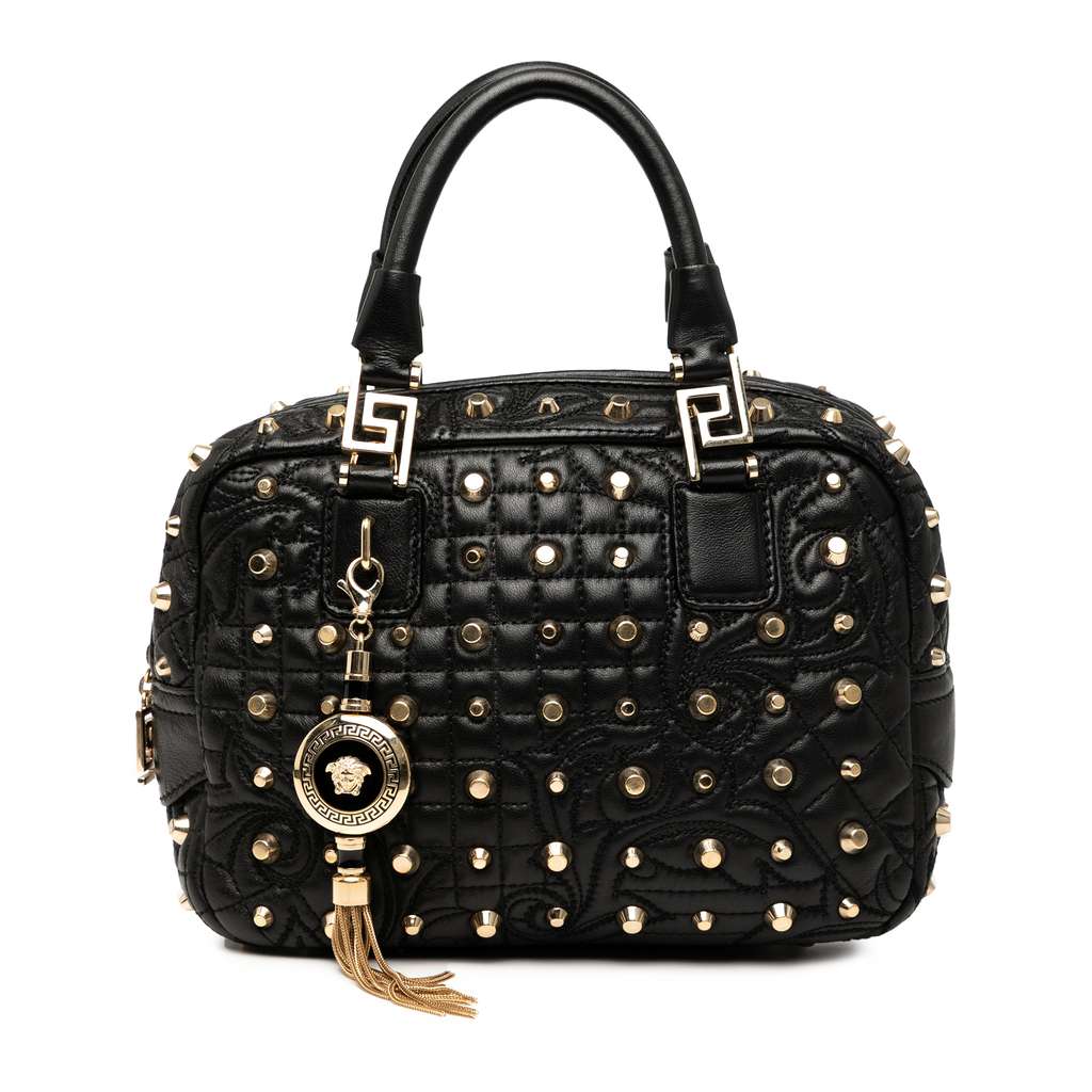 Versace Barocco Quilted Nappa Studded Demetra Vanitas Handbag