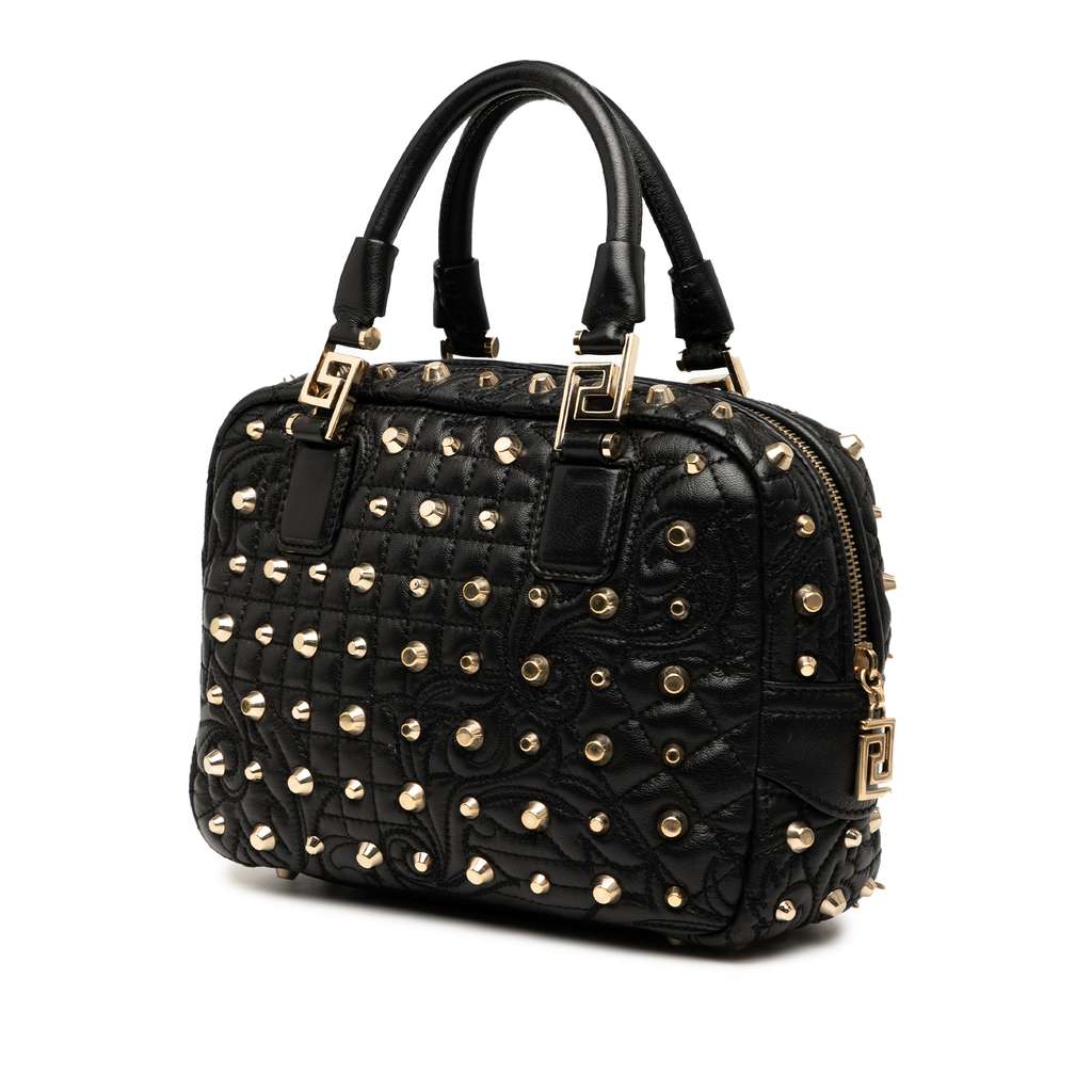 Versace Barocco Quilted Nappa Studded Demetra Vanitas Handbag - Back view