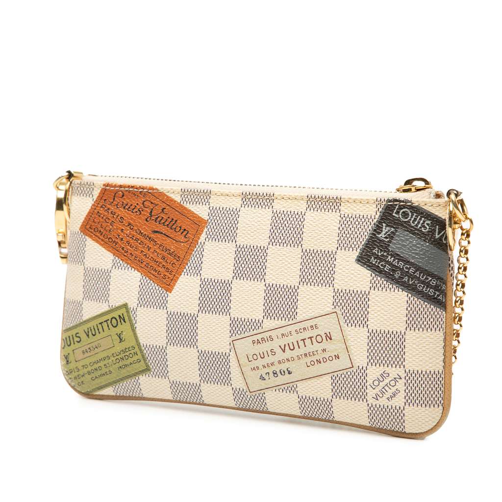 Louis Vuitton Damier Azur Pochette Milla Trunks Labels MM - Back view