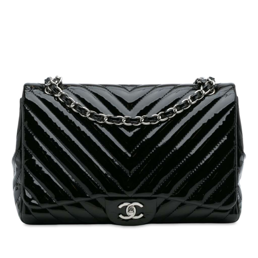 Chanel Jumbo Classic Chevron Patent Single Flap