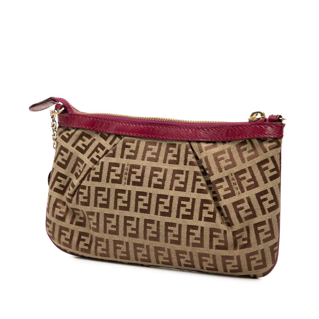 Fendi Zucchino Canvas Chain Pochette - Back view
