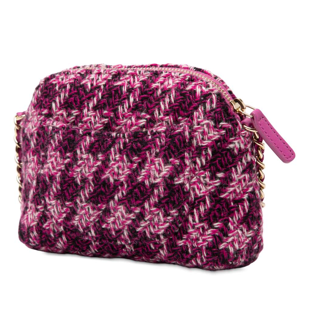 Chanel CC Tweed Houndstooth Clutch On Chain - Back view