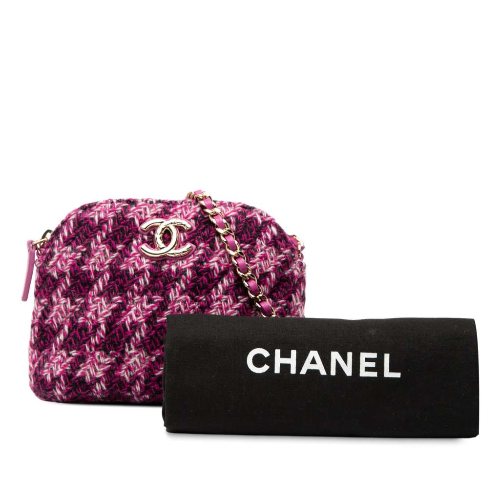 Chanel CC Tweed Houndstooth Clutch On Chain - Image 10
