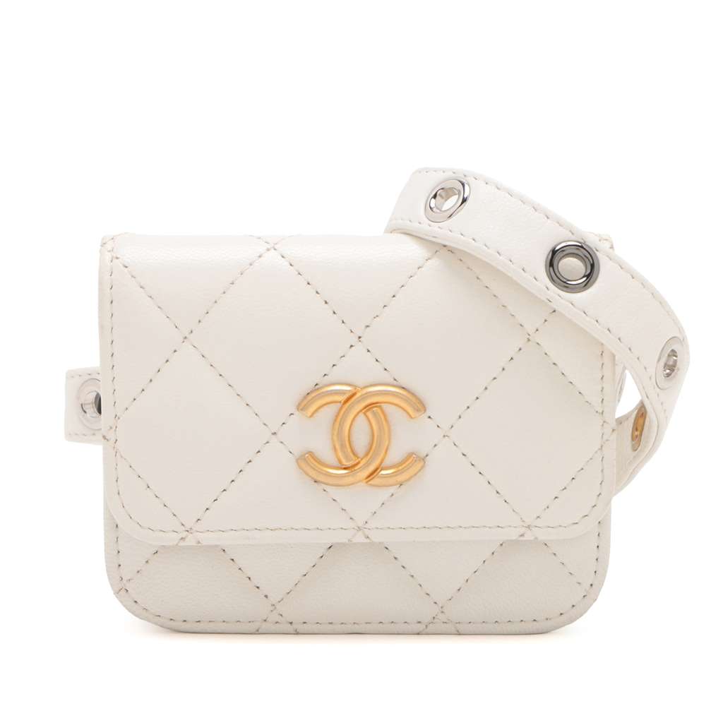Chanel Quilted Lamsbskin Punk Essentials Chain Flap Belt Bag