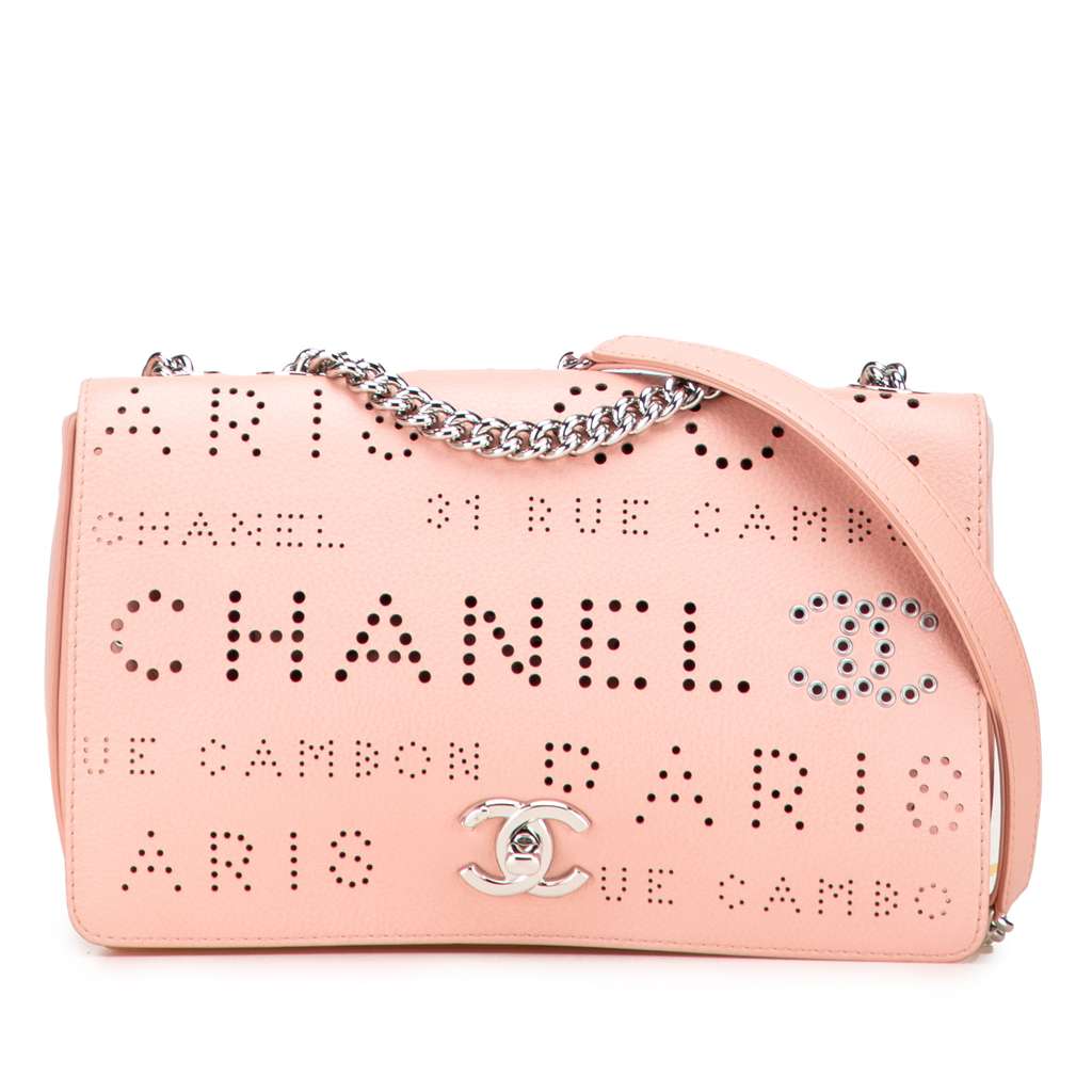Chanel Perforated Calfskin Logo Eyelet Flap Bag
