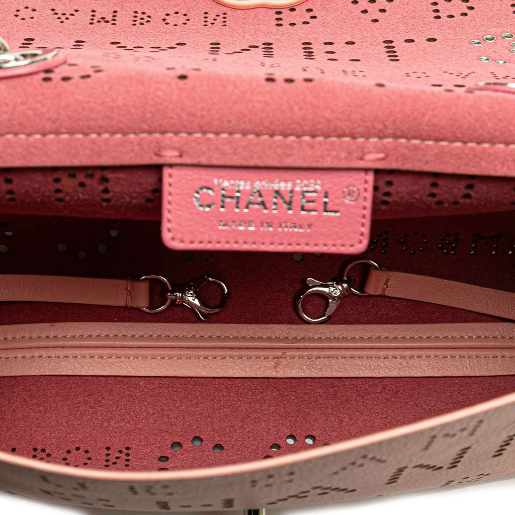 Chanel Perforated Calfskin Logo Eyelet Flap Bag - 4