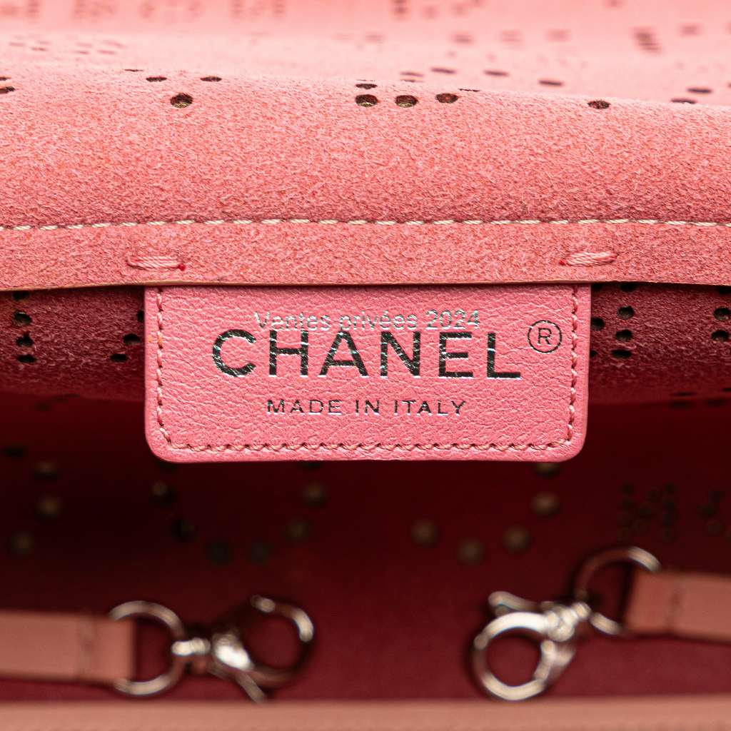 Chanel Perforated Calfskin Logo Eyelet Flap Bag - Detail 1