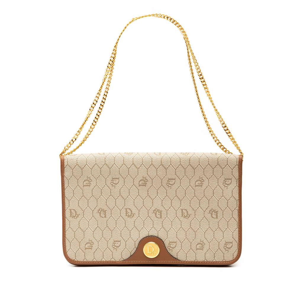 Dior Honeycomb Coated Canvas Chain Shoulder Bag