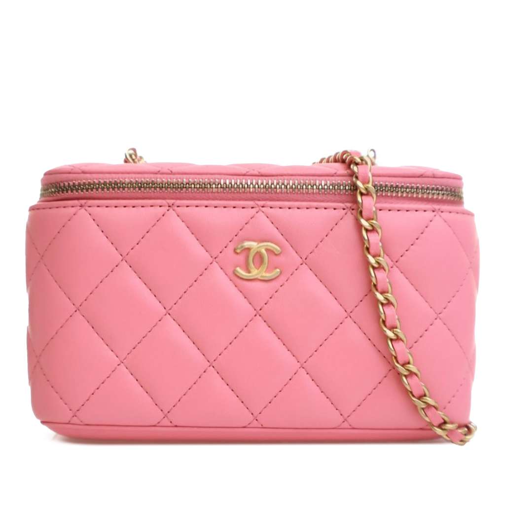 Chanel Small Quilted Lambskin Pearl Crush Vanity Case with Chain