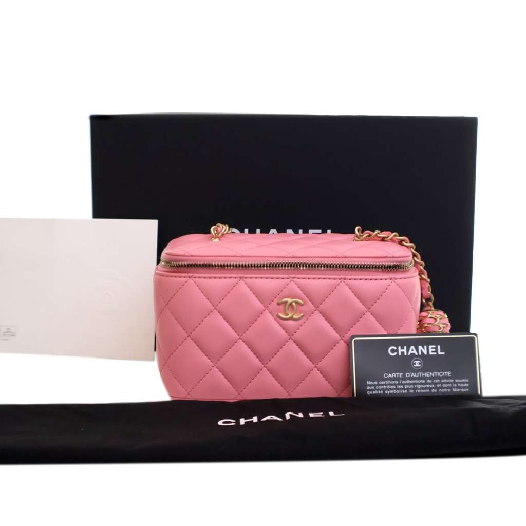 Chanel Small Quilted Lambskin Pearl Crush Vanity Case with Chain - Image 14