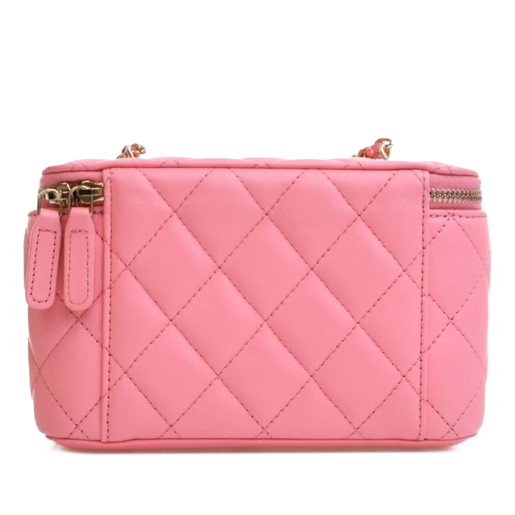 Chanel Small Quilted Lambskin Pearl Crush Vanity Case with Chain - Image 6