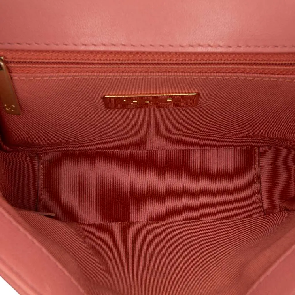 Chanel Quilted Lambskin Chain Infinity Top Handle Bag Pink Leather Very good - Model View