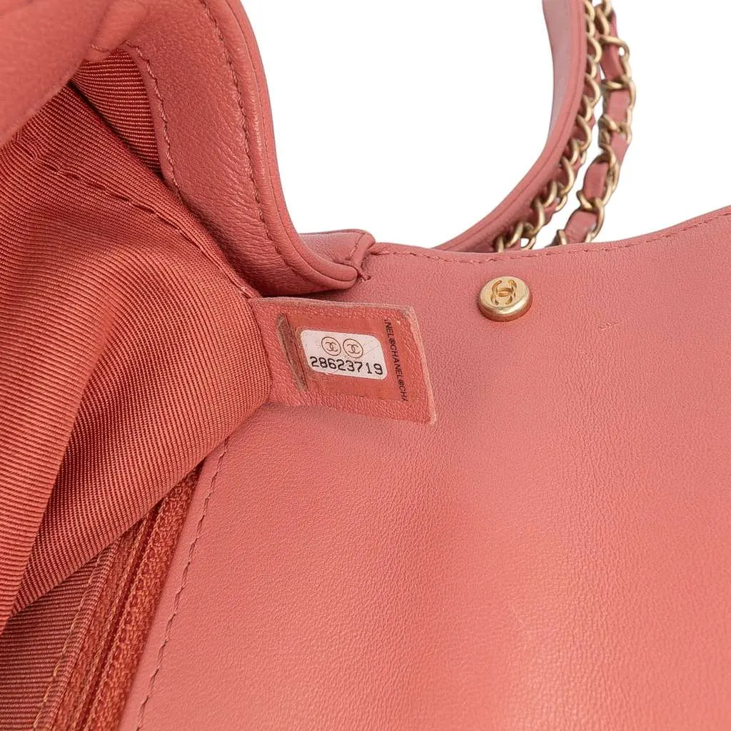 Chanel Quilted Lambskin Chain Infinity Top Handle Bag Pink Leather Very good - Box View