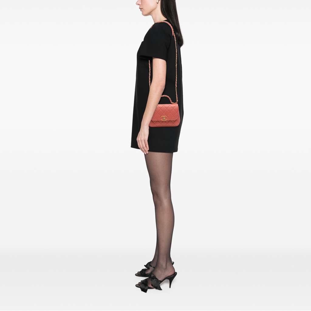 Chanel Quilted Lambskin Chain Infinity Top Handle Bag - Image 11