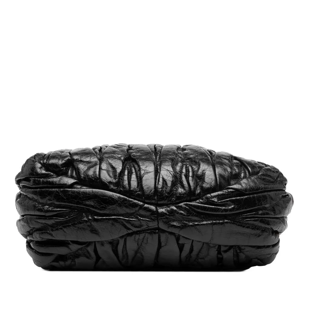 Miu Miu Matelasse Lux Lambskin Bauletto Aperto Satchel Black Leather Good - Inside View