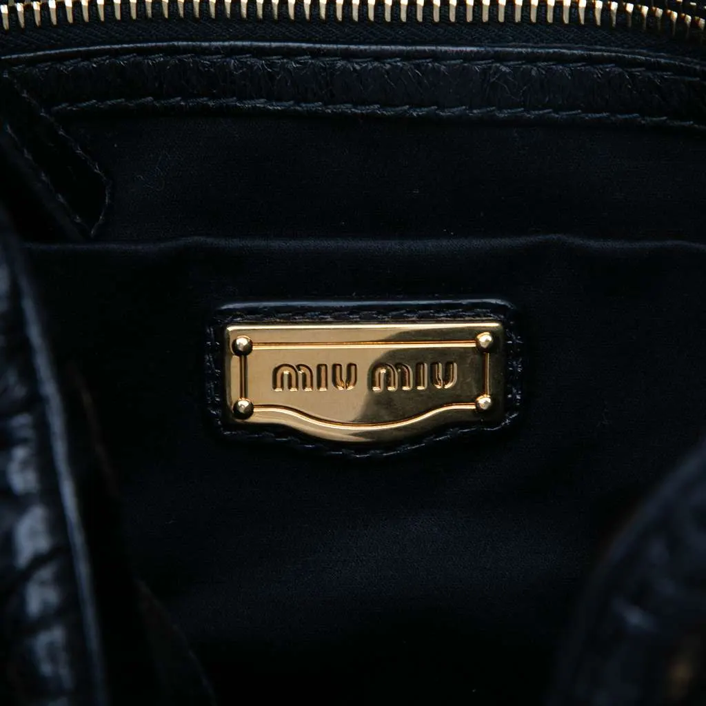 Miu Miu Matelasse Lux Lambskin Bauletto Aperto Satchel Black Leather Good - Box View