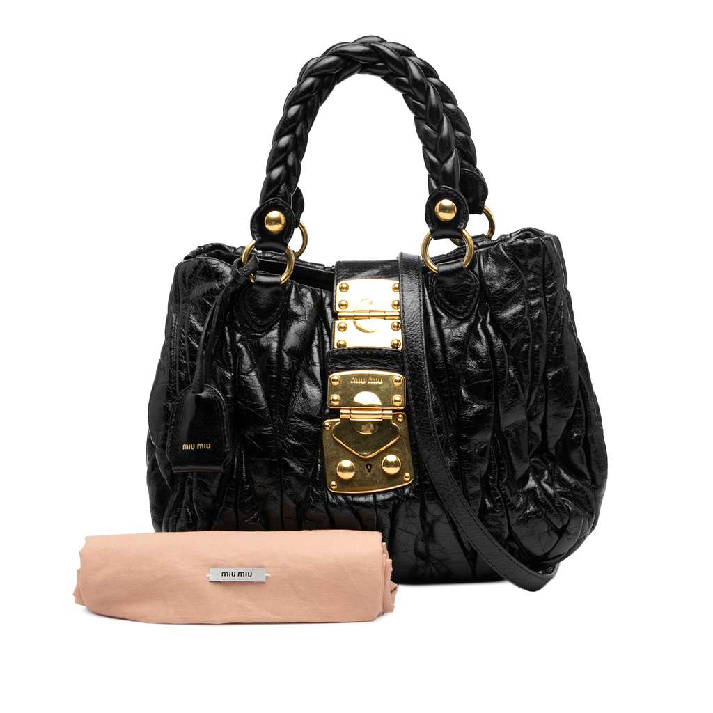 Miu Miu Matelasse Lux Lambskin Bauletto Aperto Satchel - Image 11