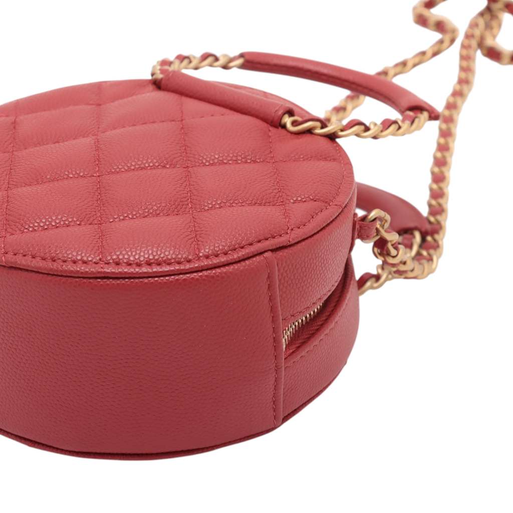 Chanel Quilted Caviar Round Woven Chain Top Handle Bag - Side view