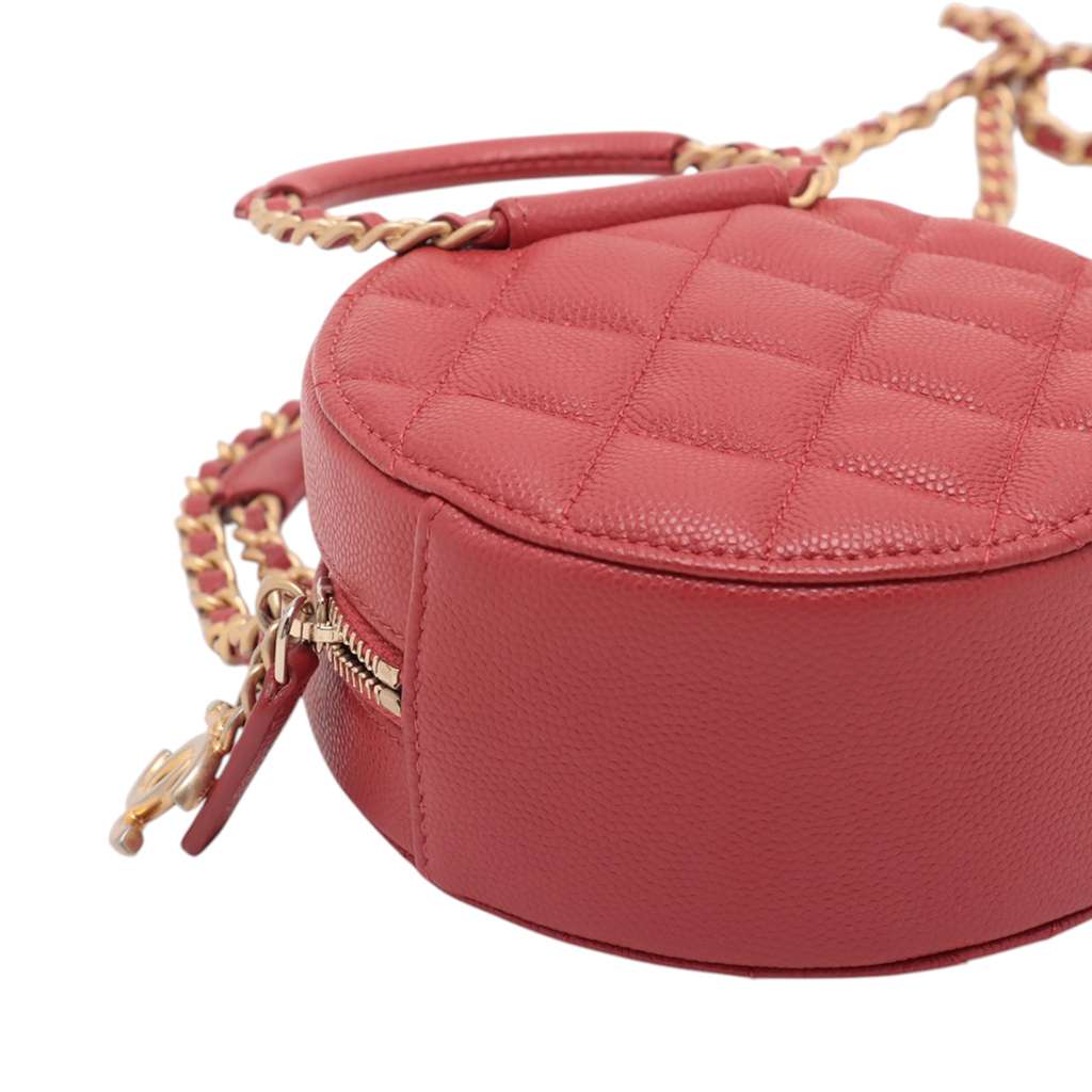 Chanel Quilted Caviar Round Woven Chain Top Handle Bag - Detail 1