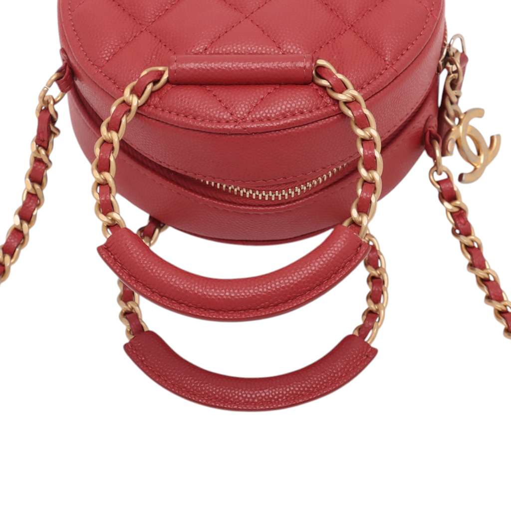 Chanel Quilted Caviar Round Woven Chain Top Handle Bag - Detail 2