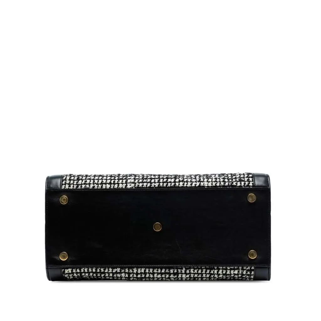 Saint Laurent Small Tweed Houndstooth Sac De Jour Satchel Black Tweed Good - Inside View