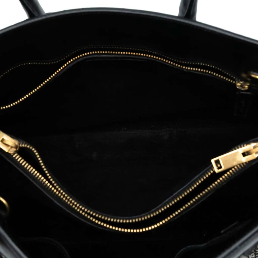 Saint Laurent Small Tweed Houndstooth Sac De Jour Satchel Black Tweed Good - Model View