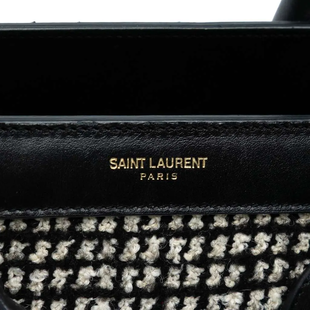 Saint Laurent Small Tweed Houndstooth Sac De Jour Satchel Black Tweed Good - Box View