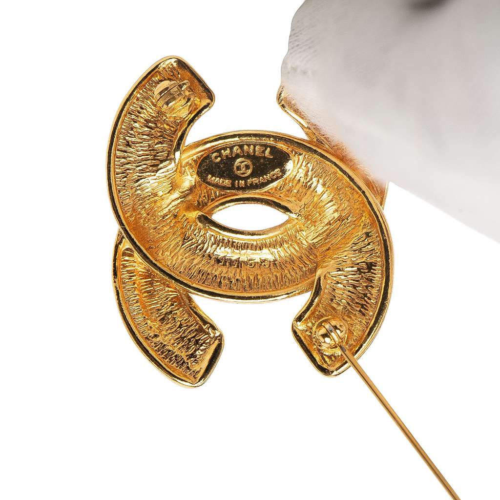 Chanel Gold Plated CC Quilted Brooch - 4