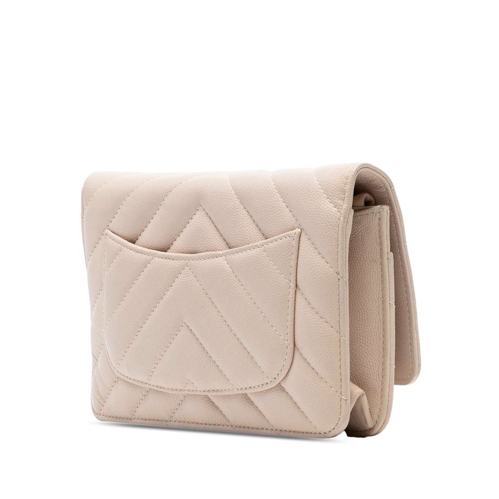 Chanel CC Chevron Caviar Ancient Greek Charms Wallet On Chain - Back view