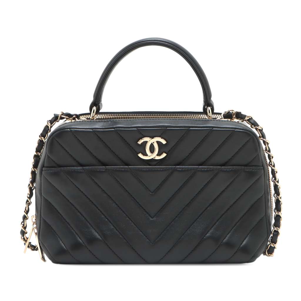 Chanel Medium Chevron Lambskin Trendy CC Bowling Bag