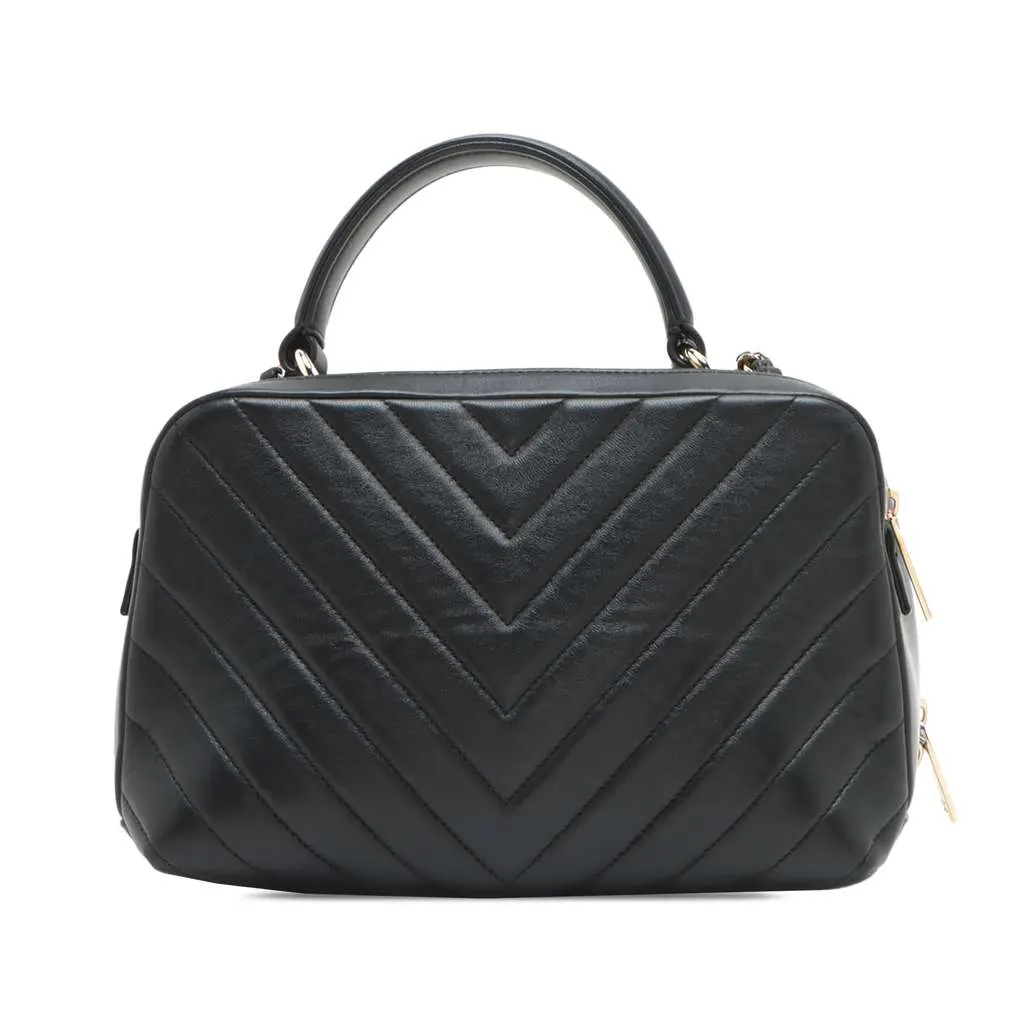 Chanel Medium Chevron Lambskin Trendy CC Bowling Bag Black Leather Good - Back View