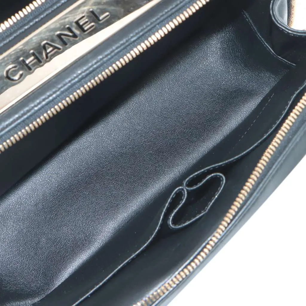 Chanel Medium Chevron Lambskin Trendy CC Bowling Bag Black Leather Good - Inside View