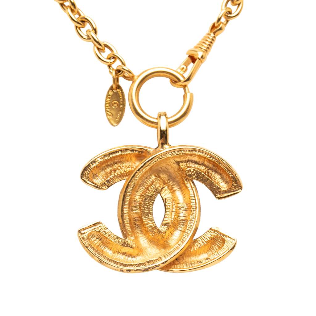 Chanel Gold Plated Quilted CC Pendant Necklace - 2