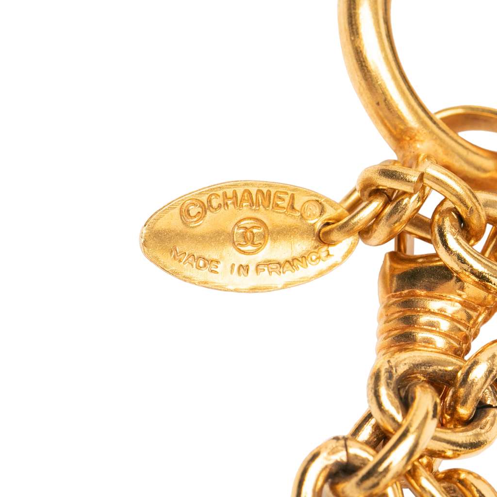 Chanel Gold Plated Quilted CC Pendant Necklace - 4